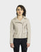 Alessandra Women's Leather Moto Jacket | Creme